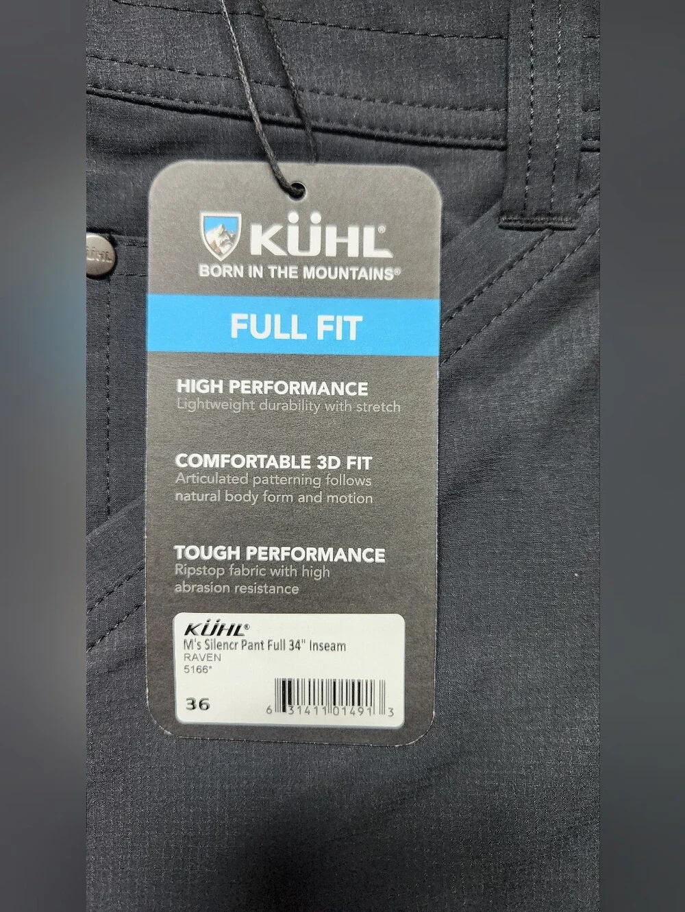 KUHL Silencr Pants Raven Black Mens 36x34 NWT